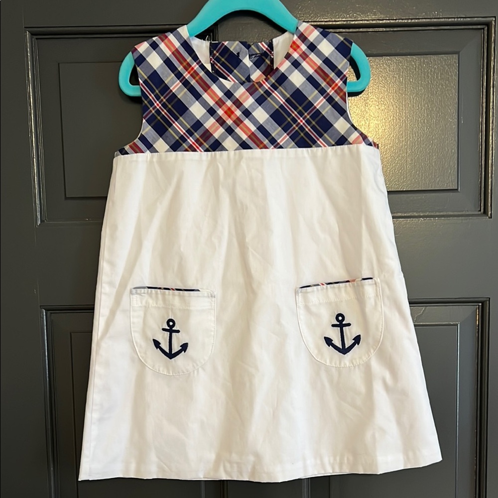 The Beaufort Bonnet Company Blue and White A-line Casual Dress